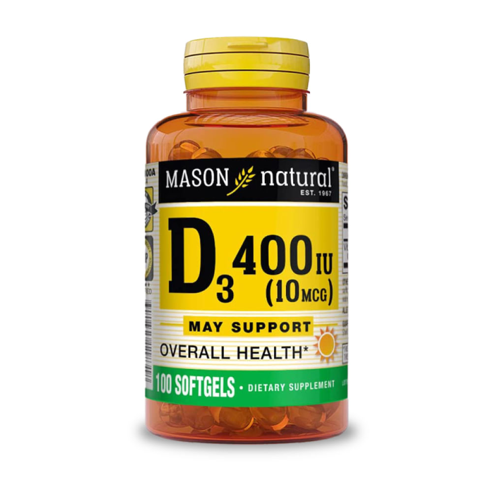 Mason Vitamina D3 400 IU Cápsulas - Frasco 100 und