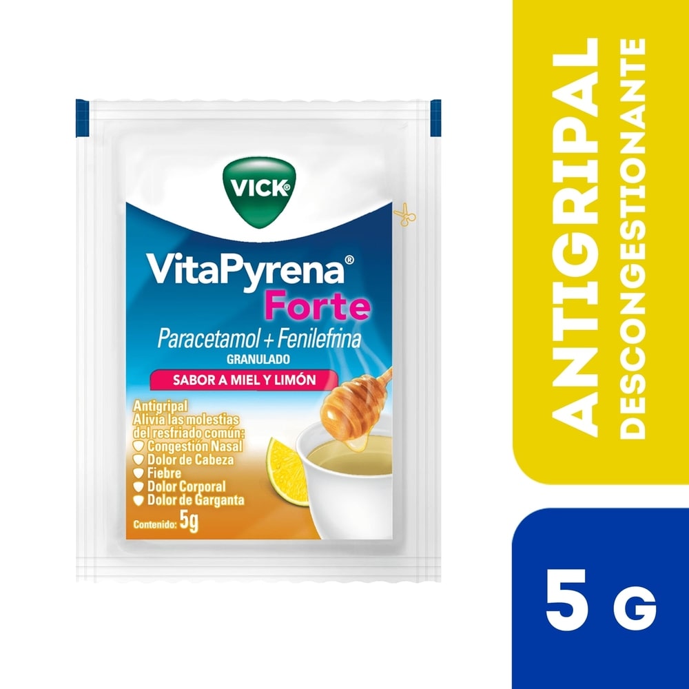 Vick VitaPyrena Forte Antigripal Sabor a Miel y Limón - Un Sobre 5 g