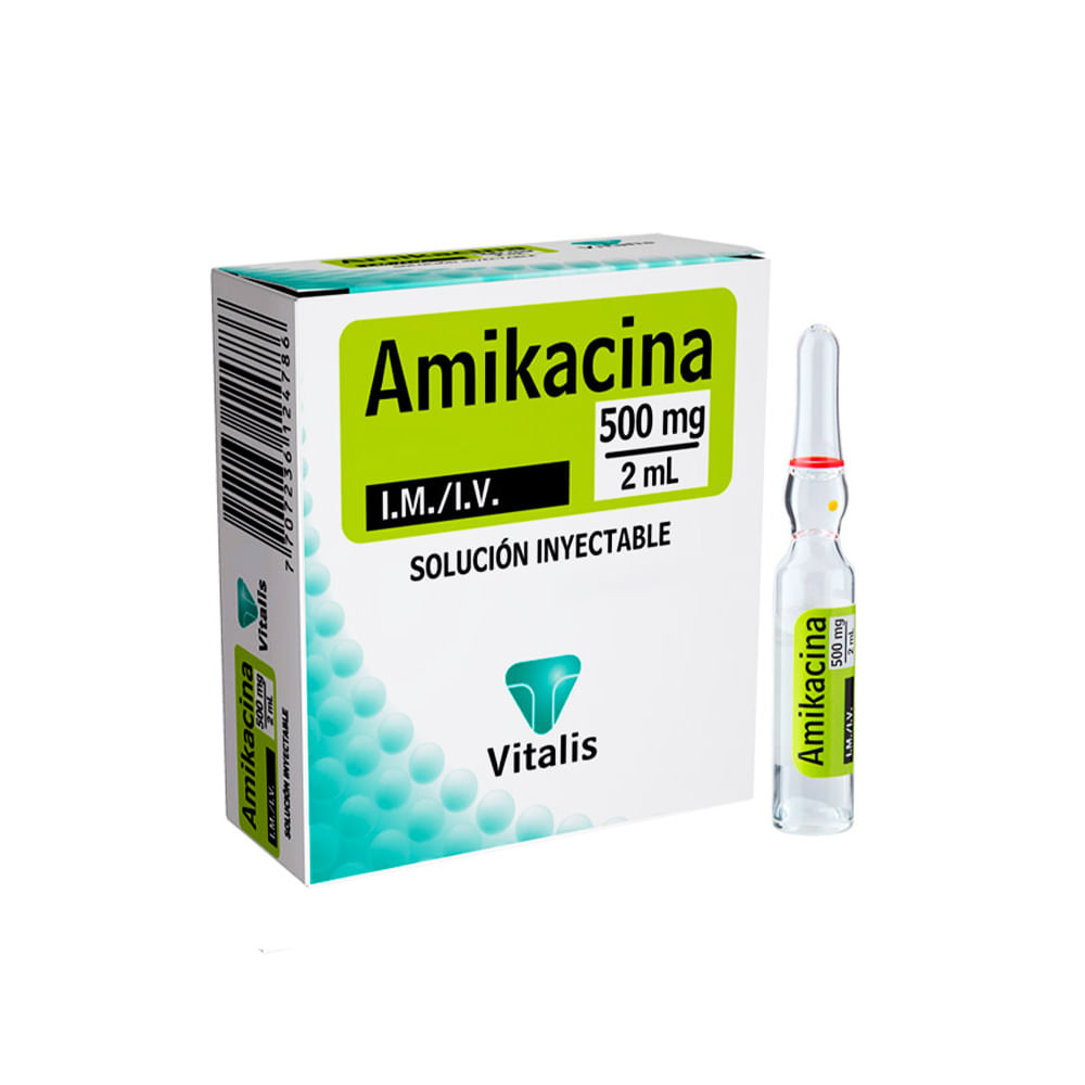 Amikacina 500 mg/2 ml VT Solución Inyectable por Unidad - Una Ampolla 2 ml
