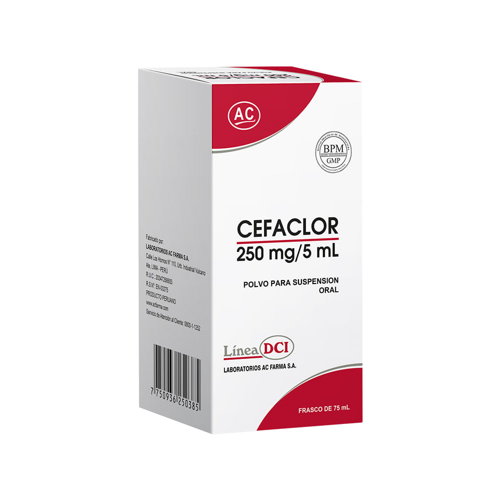 Cefaclor 250 mg AC Polvo para Suspensión Oral - Frasco 75 ml