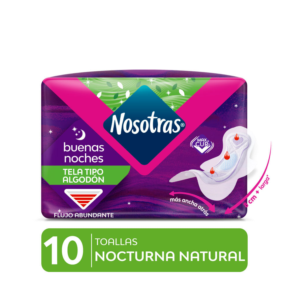 Nosotras Buenas Noches Natural Toallas Higiénicas - Bolsa 10 und