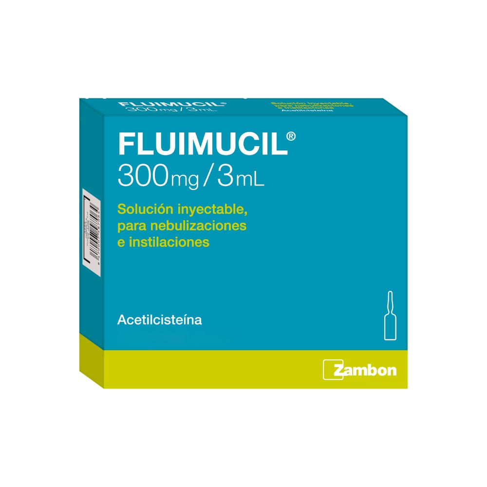 Fluimucil 300 mg/3 ml Solución Inyectable por Unidad - Una Ampolla 3 ml