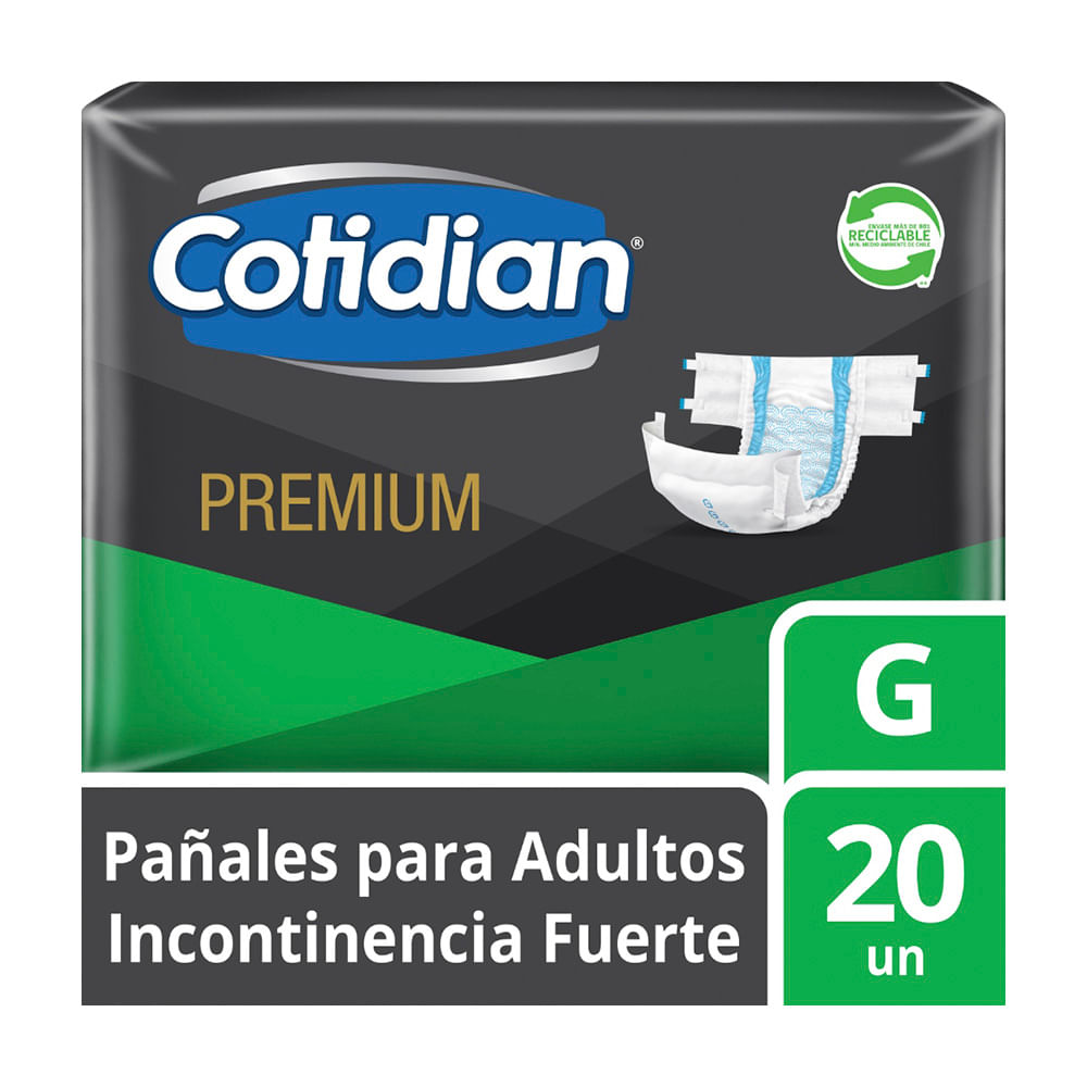 Cotidian Premium Pañales para Adulto Talla G - Bolsa 20 und