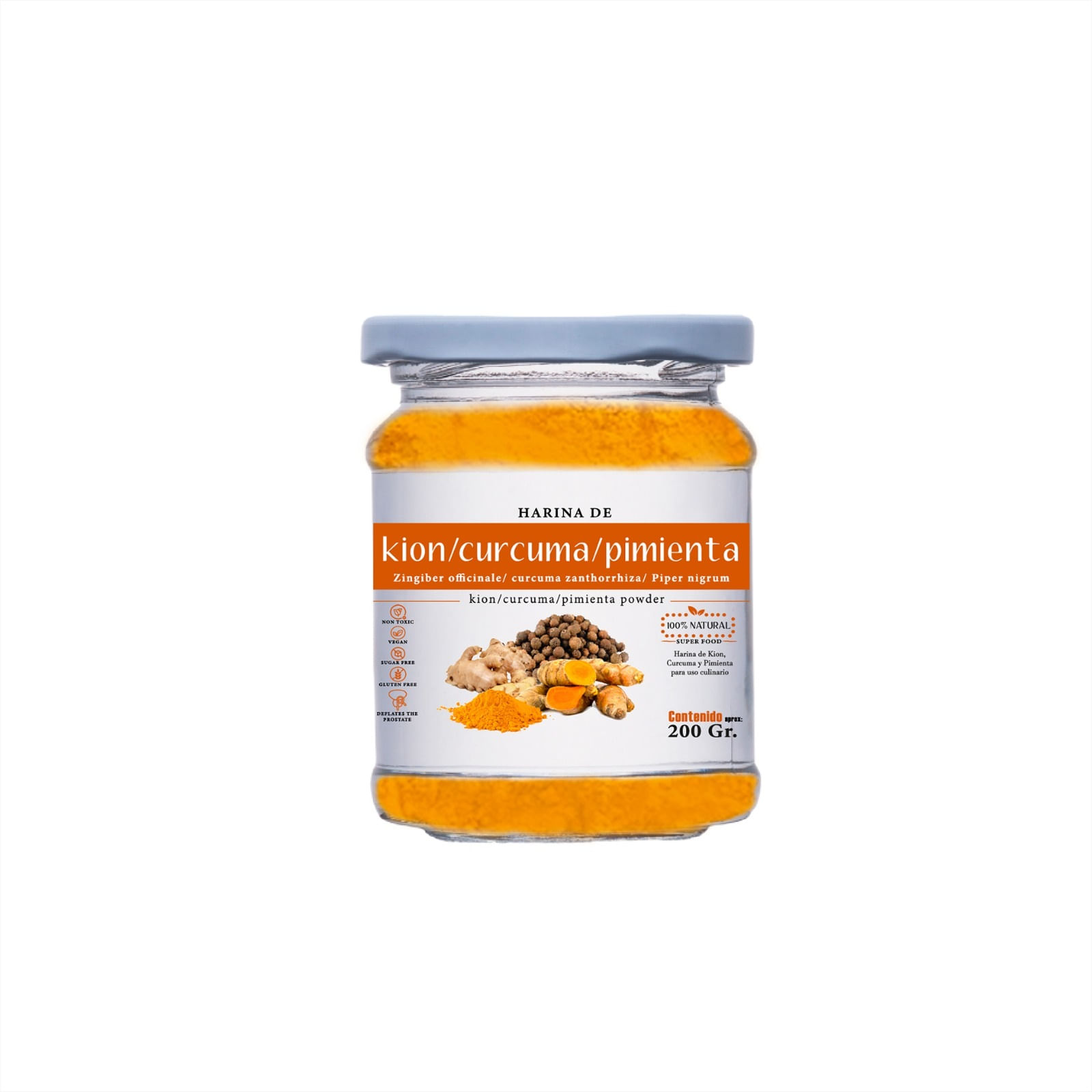 La Naturaleza y tu Salud Harina de Kion, Cúrcuma y Pimienta - Frasco 200 g