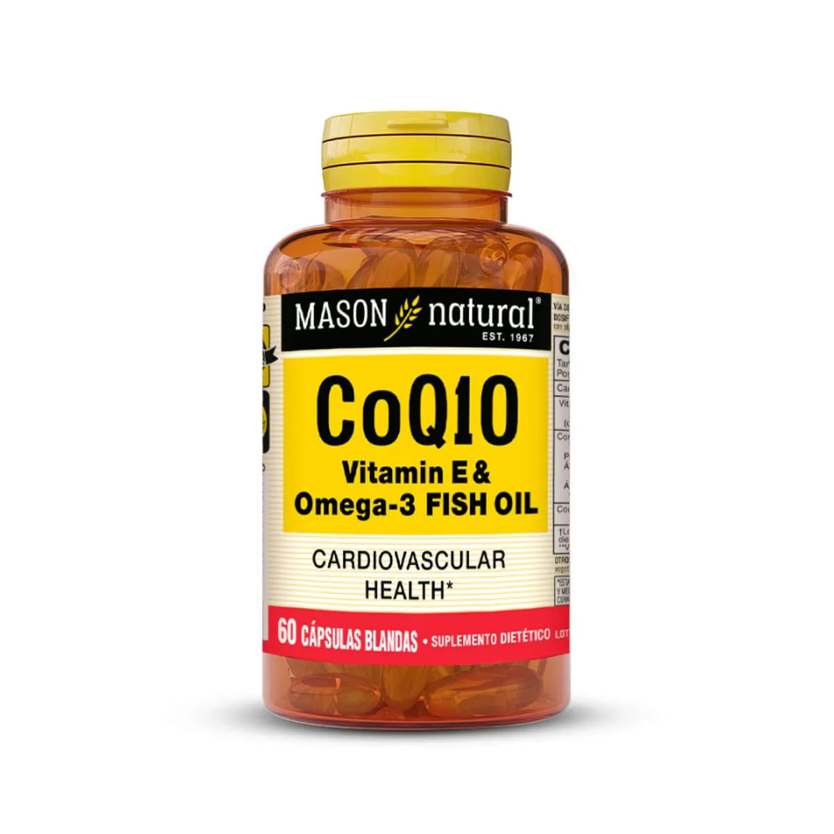 Mason CoQ10 Vitamina E & Omega 3 Fish Oil Cápsulas - Frasco 60 und