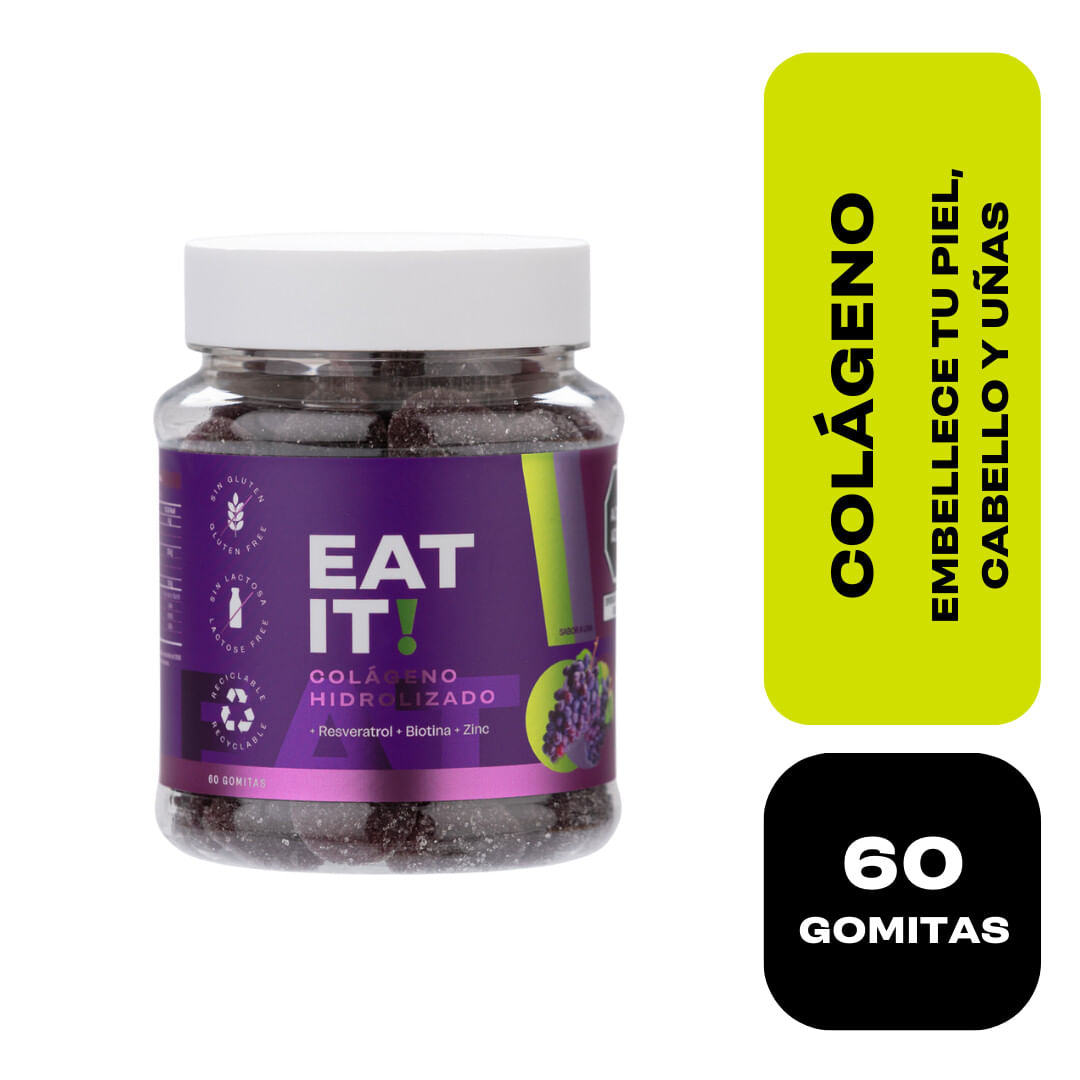 Eat It! Colágeno Hidrolizado Gomitas Sabor Uva - Frasco 60 und