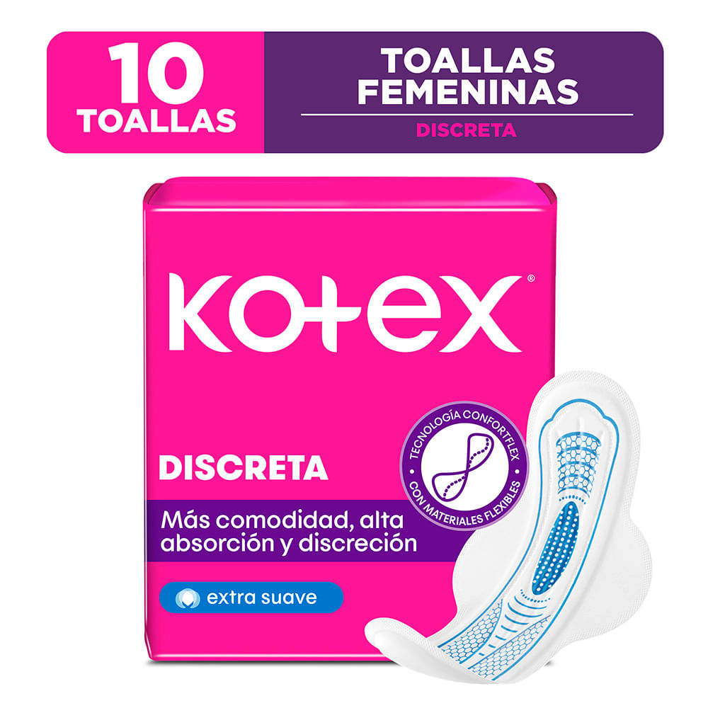 Kotex Discreta Toallas Higiénicas - Bolsa 10 und