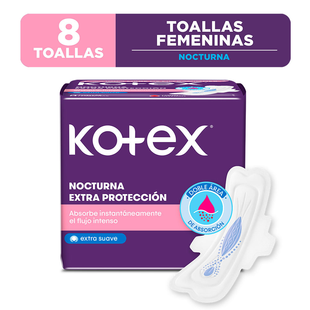 Kotex Nocturna Toallas Higiénicas - Bolsa 8 und