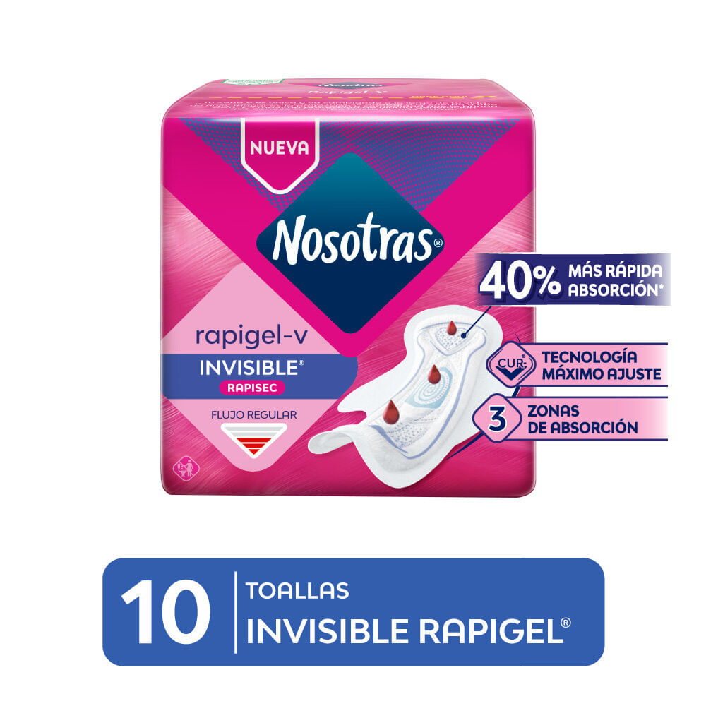 Nosotras Invisible Rapigel Toallas Higiénicas - Bolsa 10 und