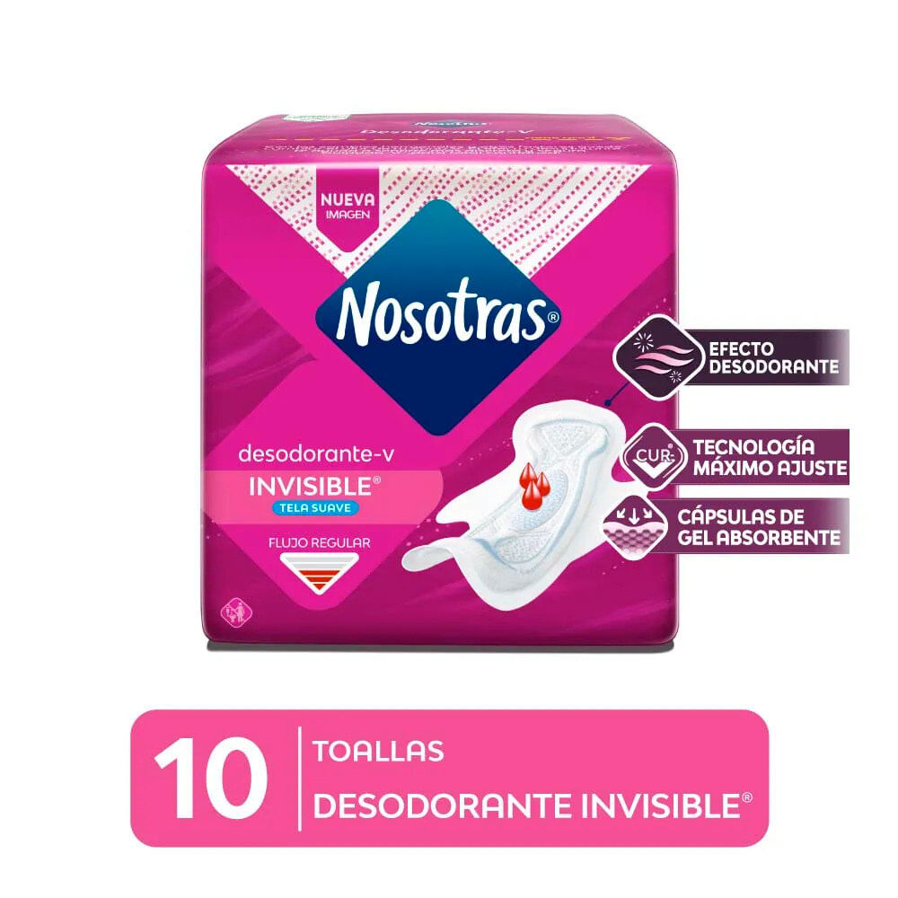 Nosotras Desodorante Invisible Toallas Higiénicas - Bolsa 10 und