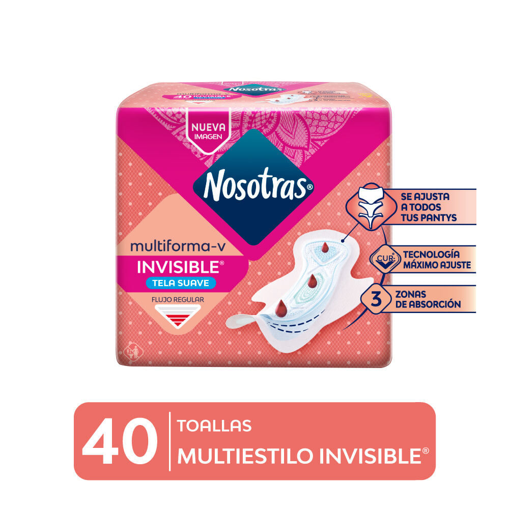 Nosotras Invisible Multiestilo Toallas Higiénicas - Bolsa 40 und