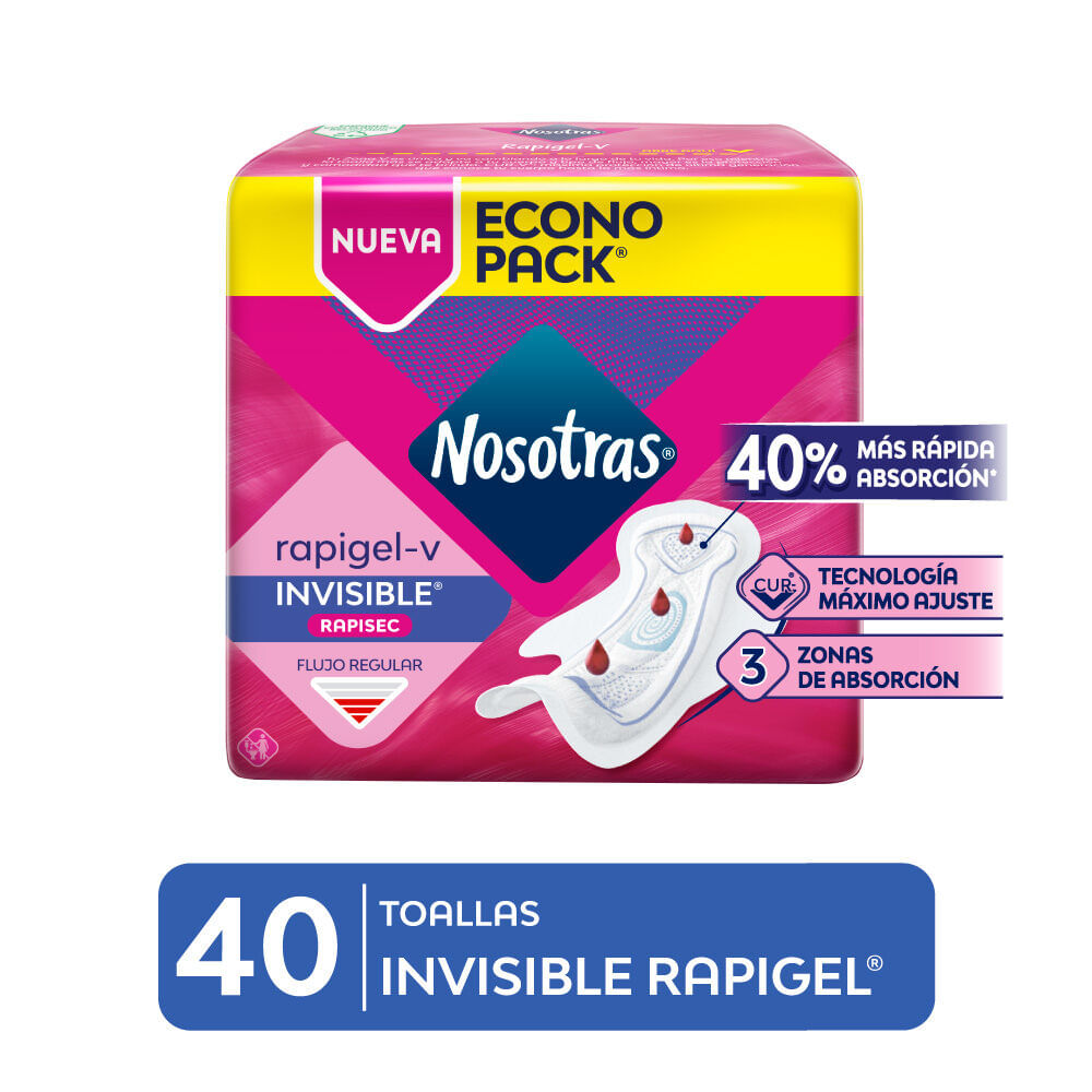 Nosotras Invisible Rapigel Toallas Higiénicas - Bolsa 40 und