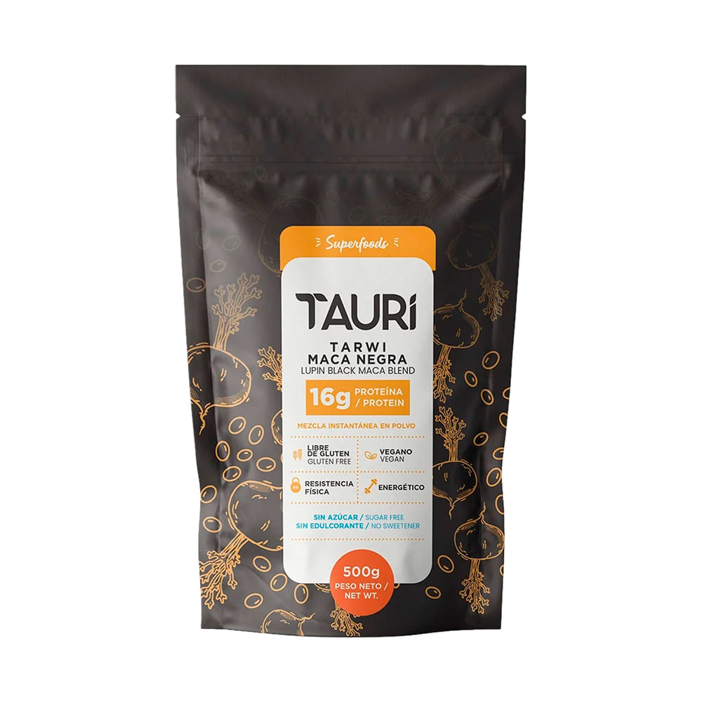 Tauri Tarwi con Maca Negra Mezcla Instantánea en Polvo - Bolsa 500 g