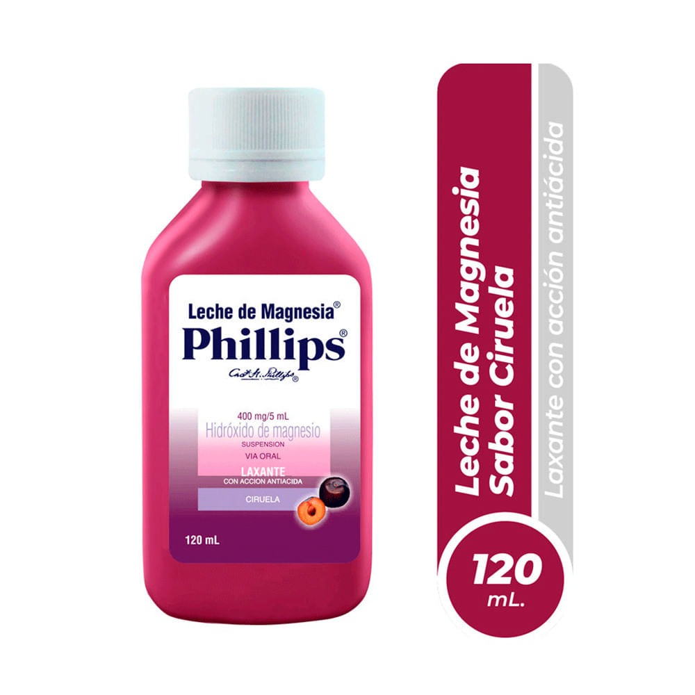 Phillips Leche de Magnesia 400 mg/5 ml Suspensión Sabor Ciruela - Frasco 120 ml