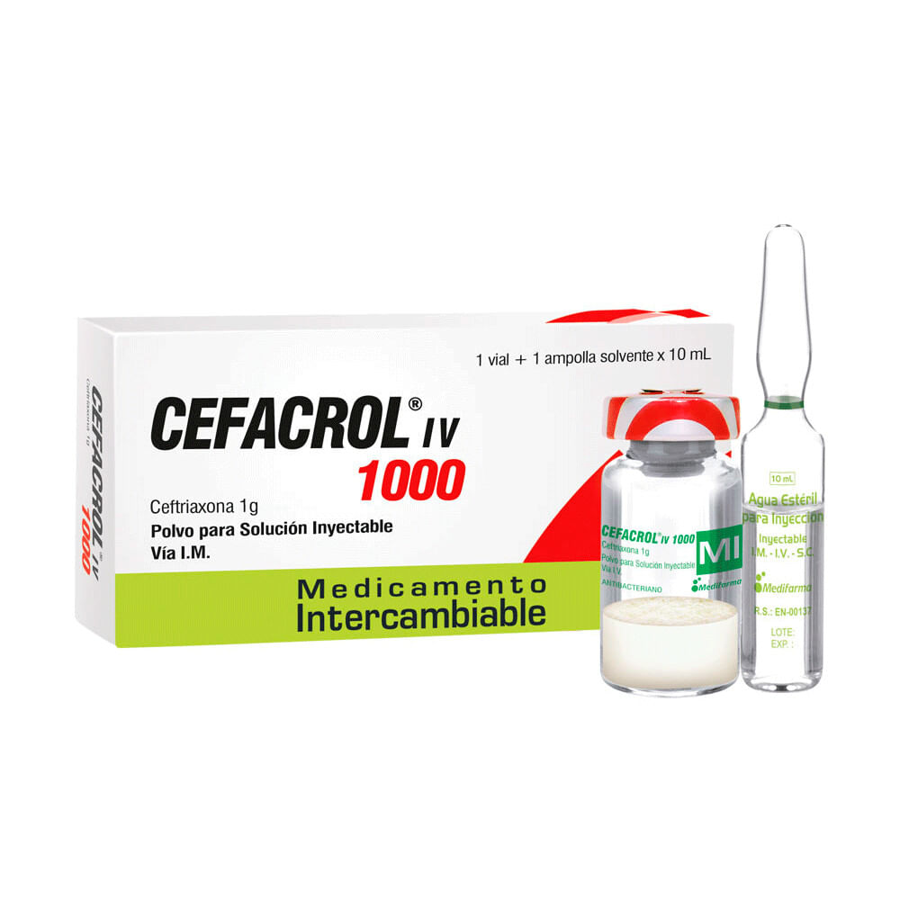 Cefalcrol IV 1000 Polvo para Solución Inyectable Vial + Disolvente - Caja 1 kit