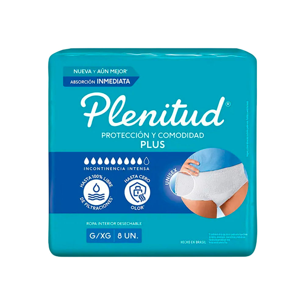 Plenitud Protect Plus Ropa Interior Desechable Adultos Talla G/XG - Bolsa 8 und