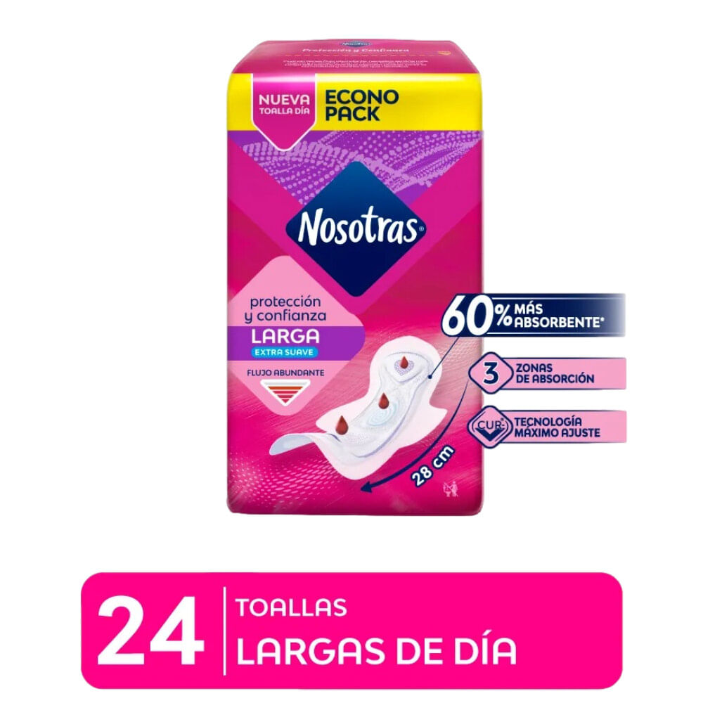 Nosotras Largas Extra Suave Toallas Higiénicas - Bolsa 24 und