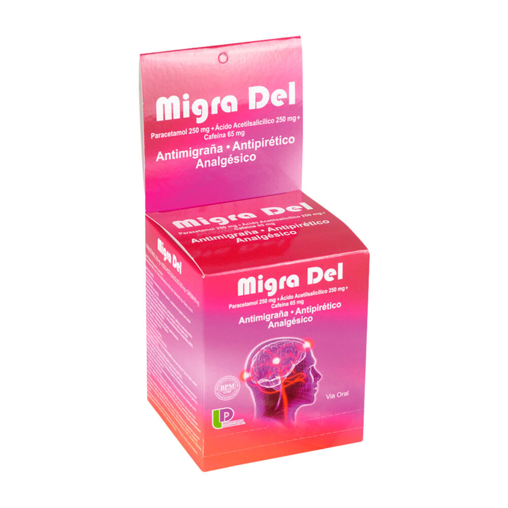Migra Del 250 mg + 250 mg + 65 mg Tabletas Recubiertas - Sobre 2 und
