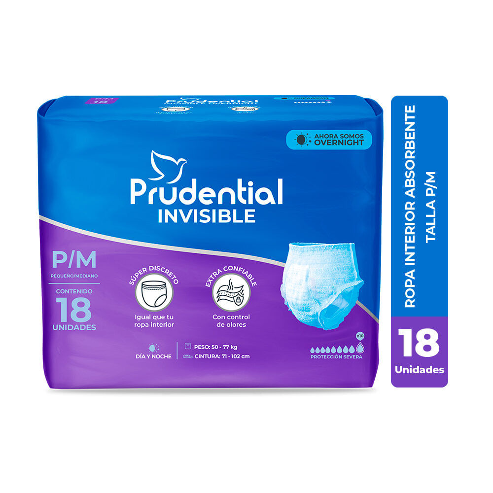 Prudential Invisible Ropa Interior Desechable Adultos Talla P/M - Bolsa 18 und