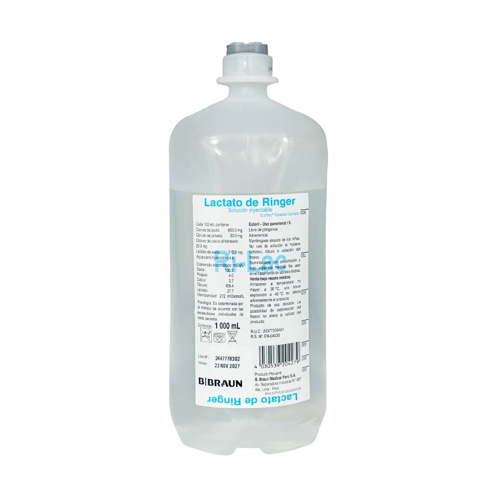 Lactato de Ringer Solución Inyectable - Frasco 1000 ml