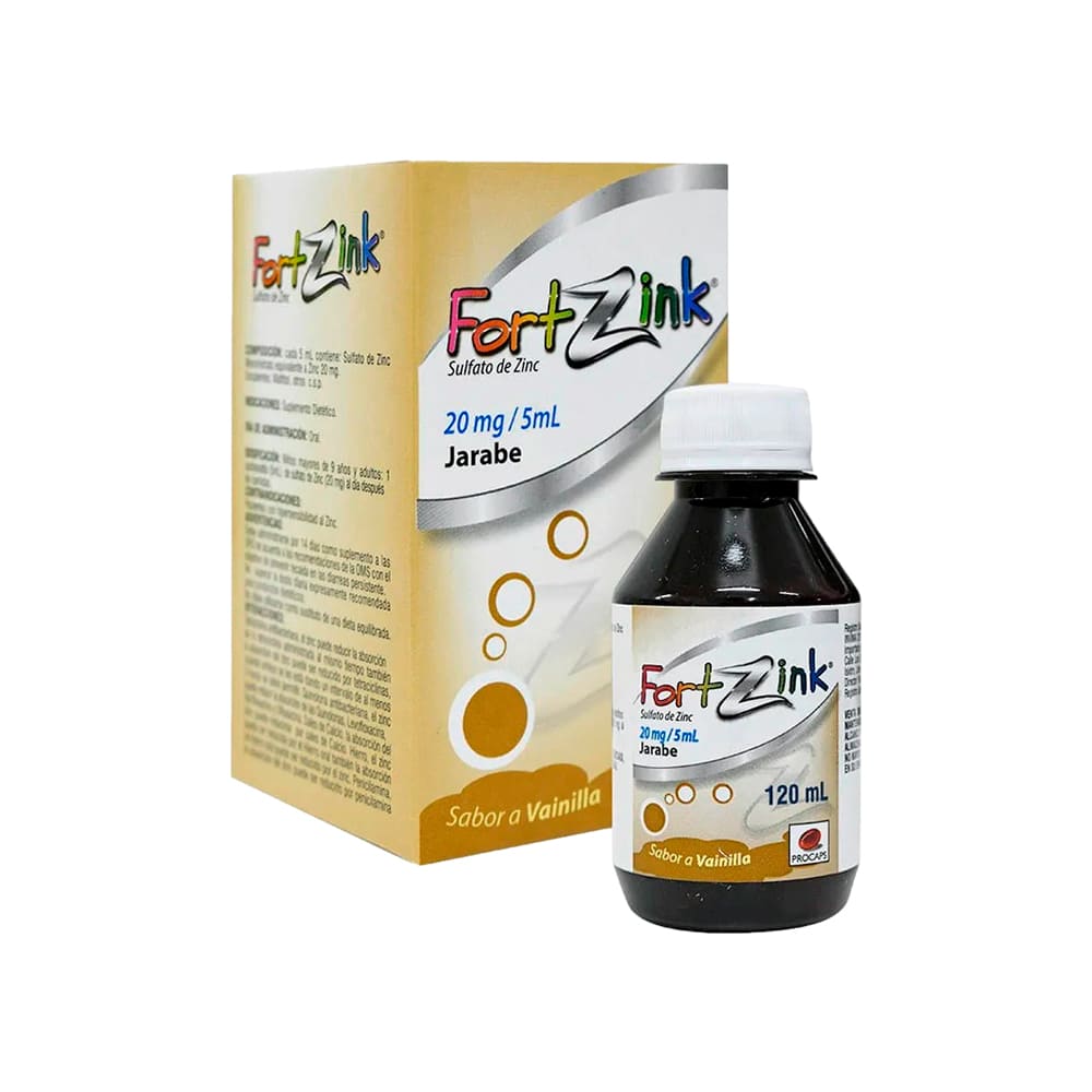 Fortzink 20 mg/5 ml Jarabe Sabor Vainilla - Frasco 120 ml