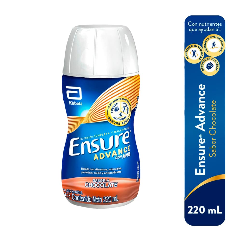 Ensure Advance con HMB Bebible Sabor Chocolate - Frasco 220 ml