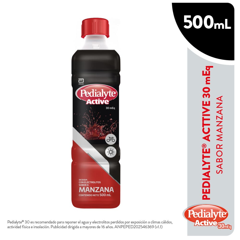 Pedialyte 30 mEq Sabor Manzana - Frasco 500 ml