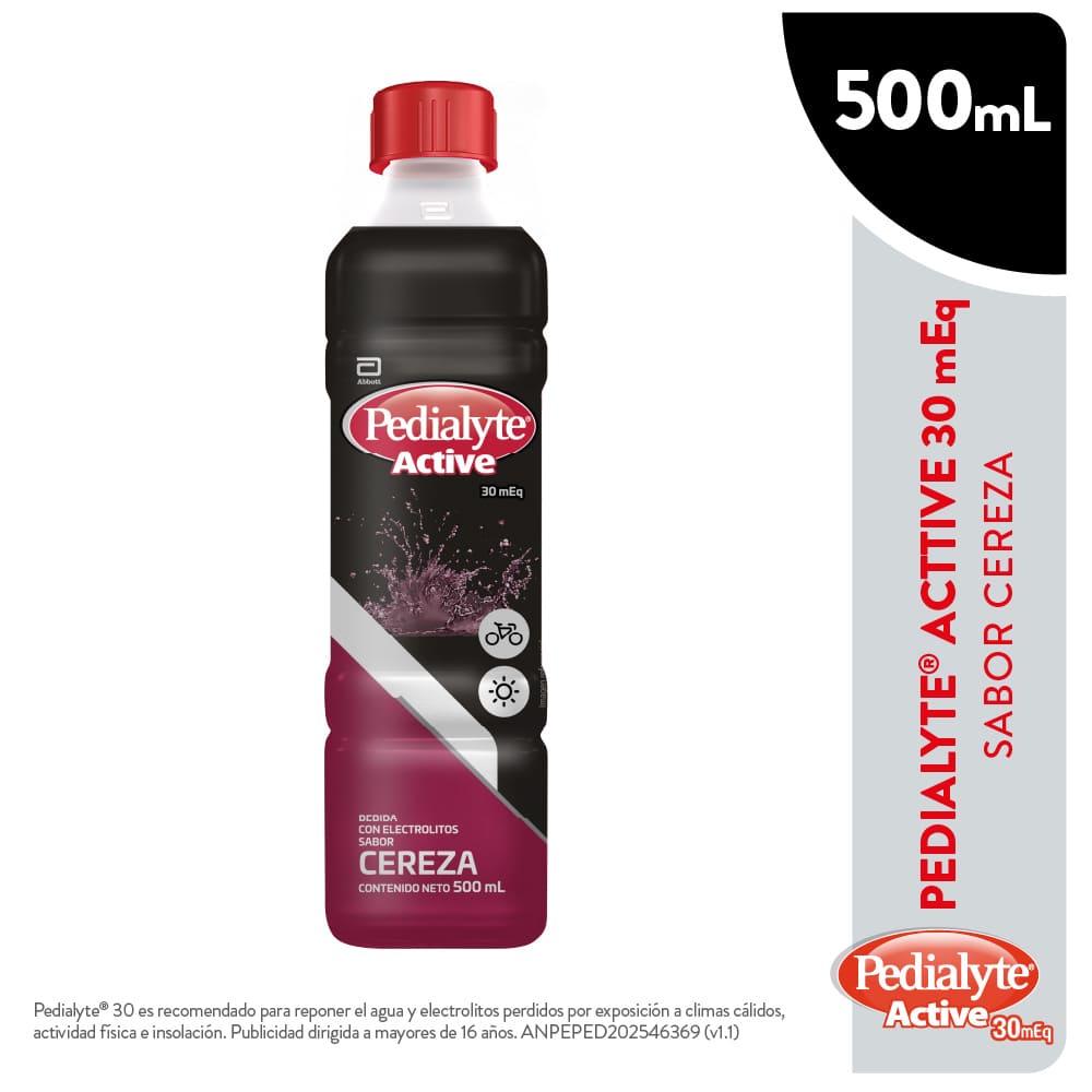 Pedialyte 30 mEq Sabor Cereza - Frasco 500 ml