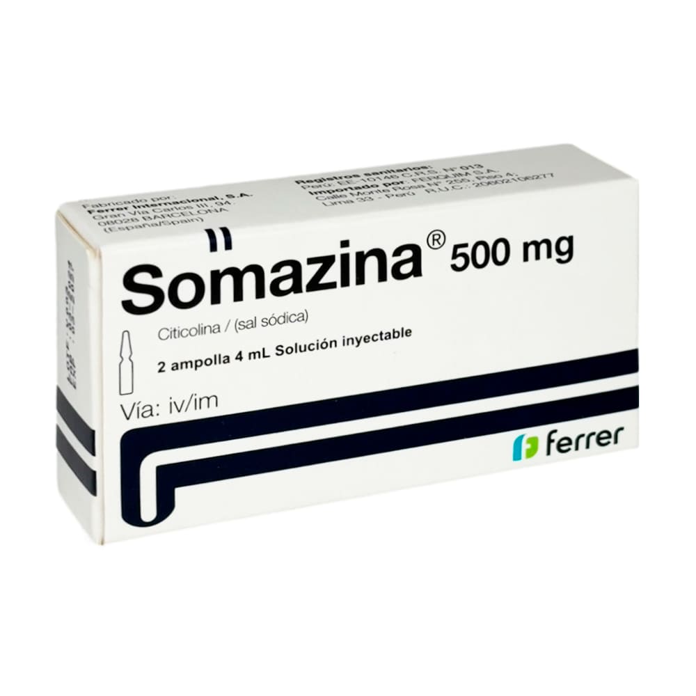 Somazina 500 mg/4 ml Solución Inyectable - Caja 2 und