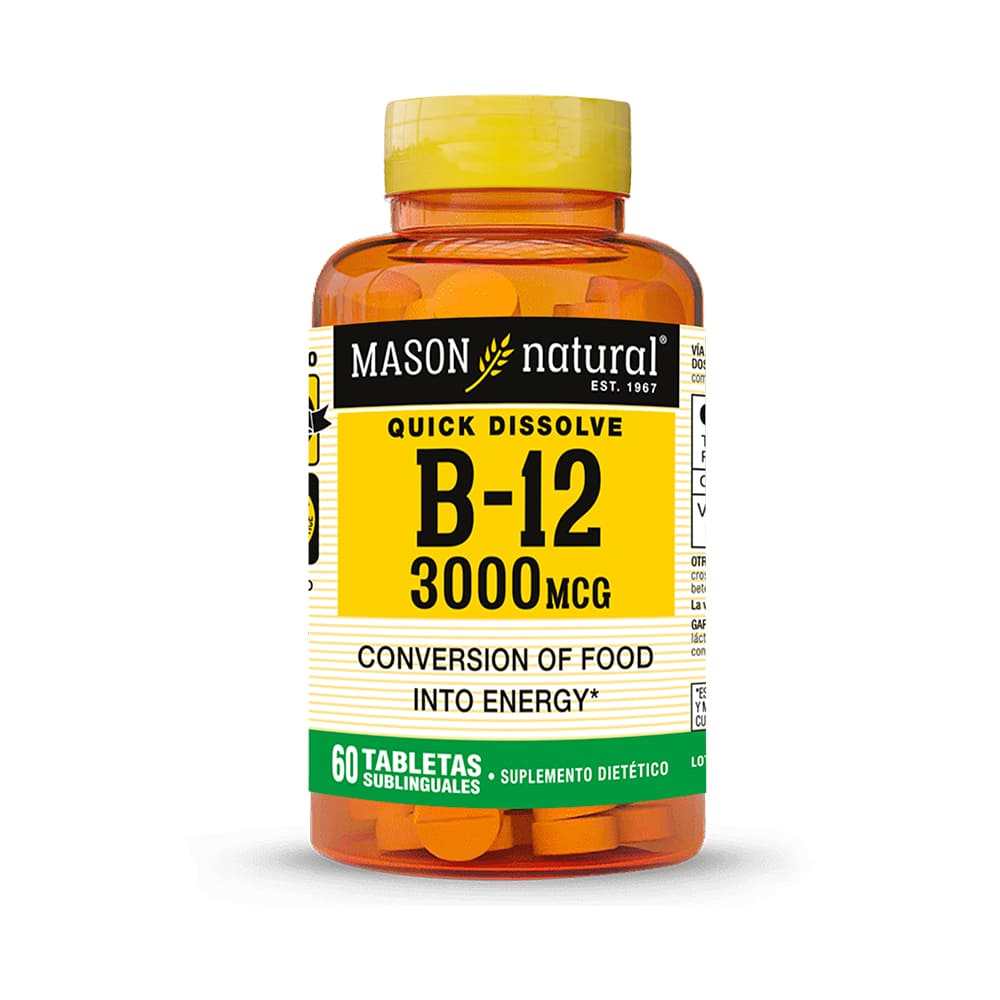 Mason B12 3000 mcg Tabletas Sublinguales - Frasco 60 und