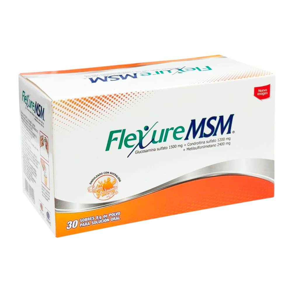Flexure MSM Polvo para Solución Oral Sabor Naranja Piña Sobres - Caja 30 und