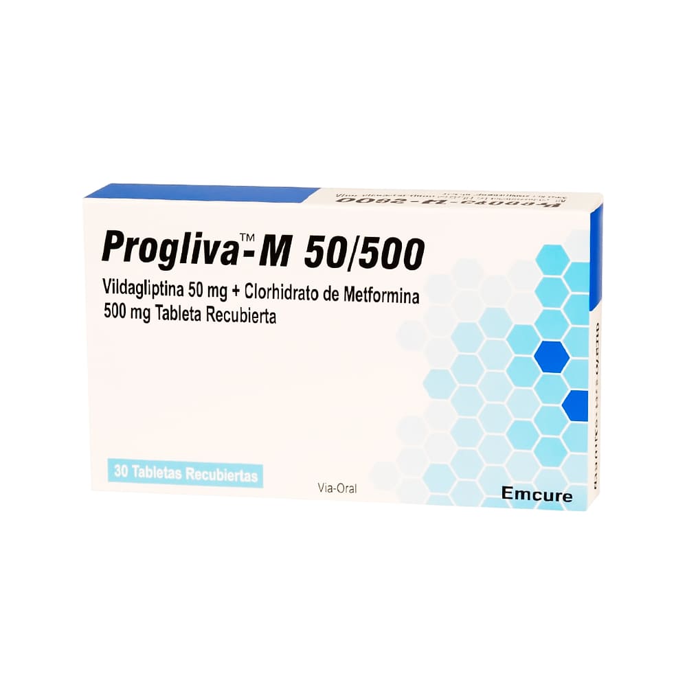 Progliva M 50 mg + 500 mg Tabletas Recubiertas - Caja 30 und