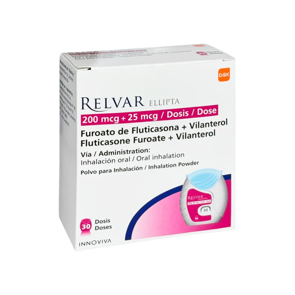 Relvar Ellipta 200 mcg + 25 mcg Polvo para Inhalación - Frasco 30 dss