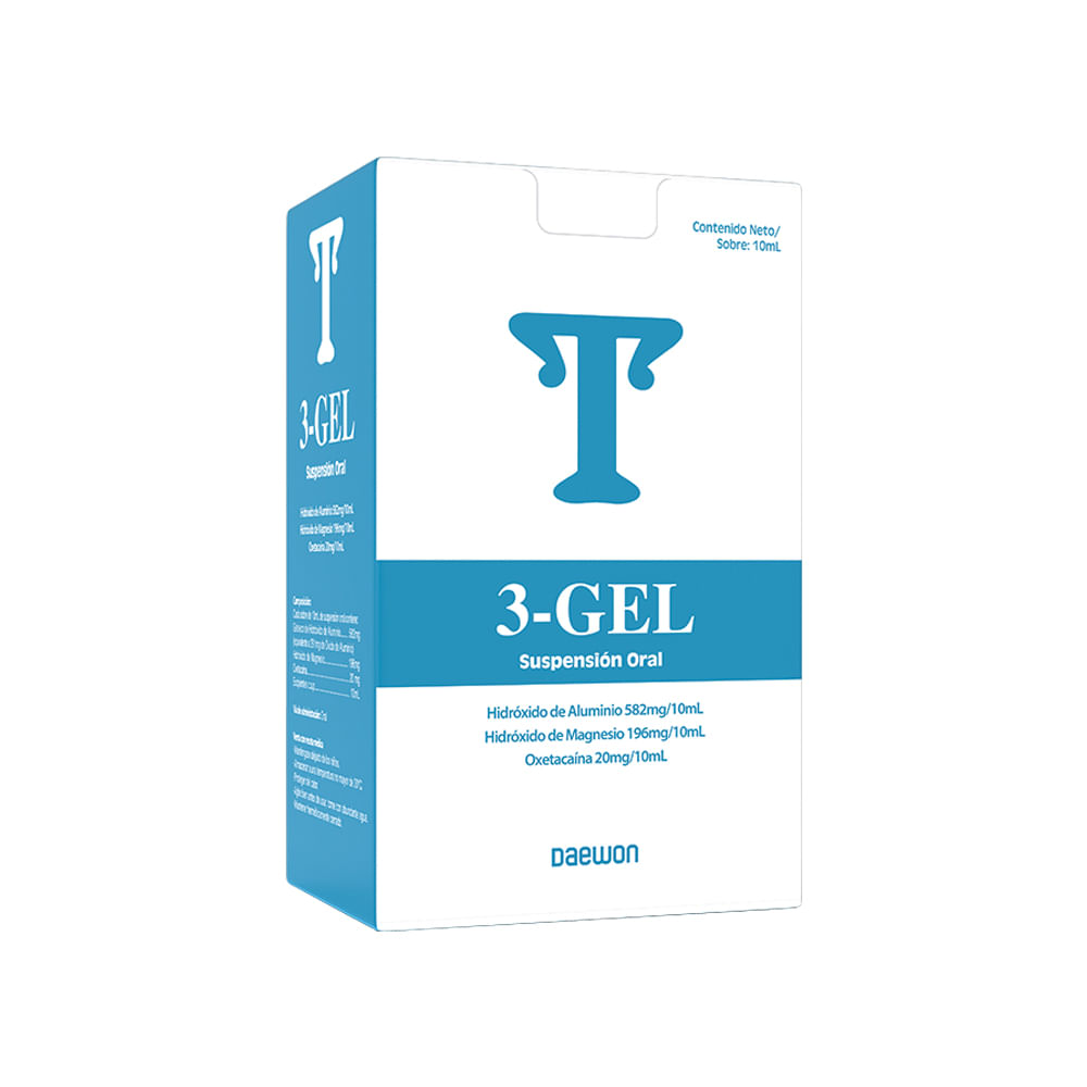 3 Gel 582 mg + 196 mg + 20 mg/10 ml Suspensión Oral  - Sobre 10 ml