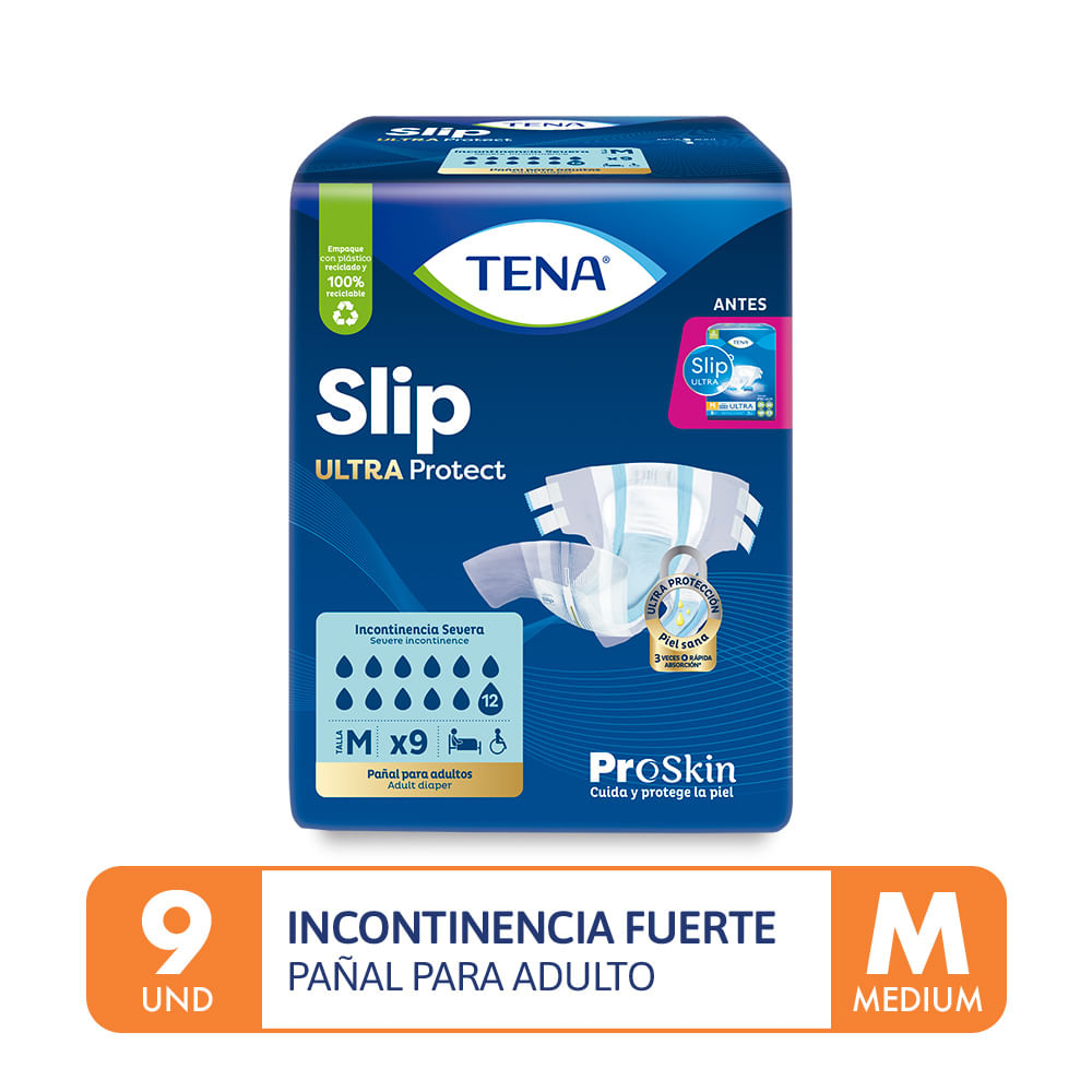 Tena Slip Ultra Pañal para Adultos Talla M - Bolsa 9 und
