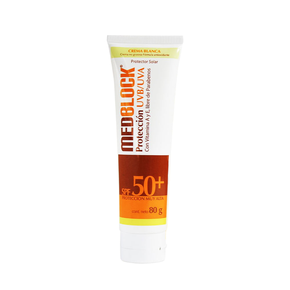 Medblock Protector Solar Sin Color SPF50 - Tubo 80 g