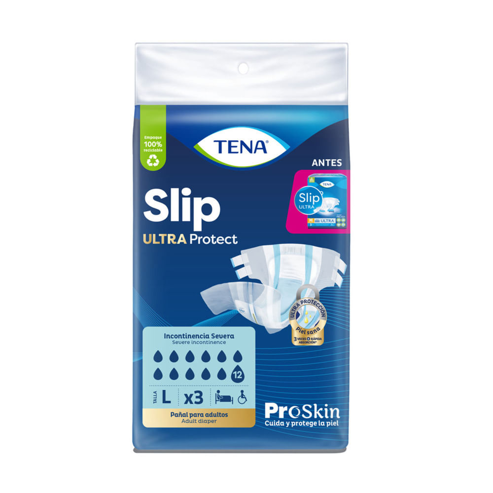 Tena Slip Ultra Pañal para Adultos Talla L - Bolsa 3 und