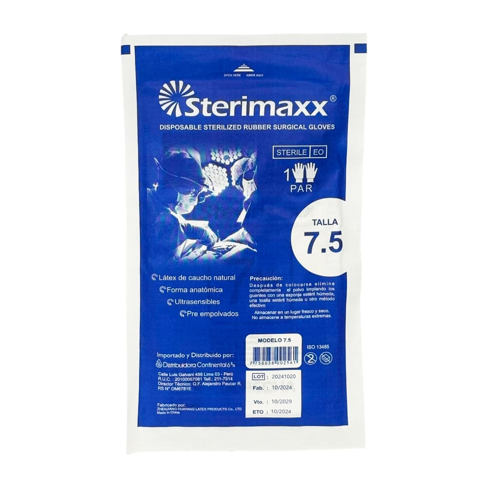 Sterimaxx Guantes Quirúrgicos de Latex Talla 7.5 - Sobre 1 par