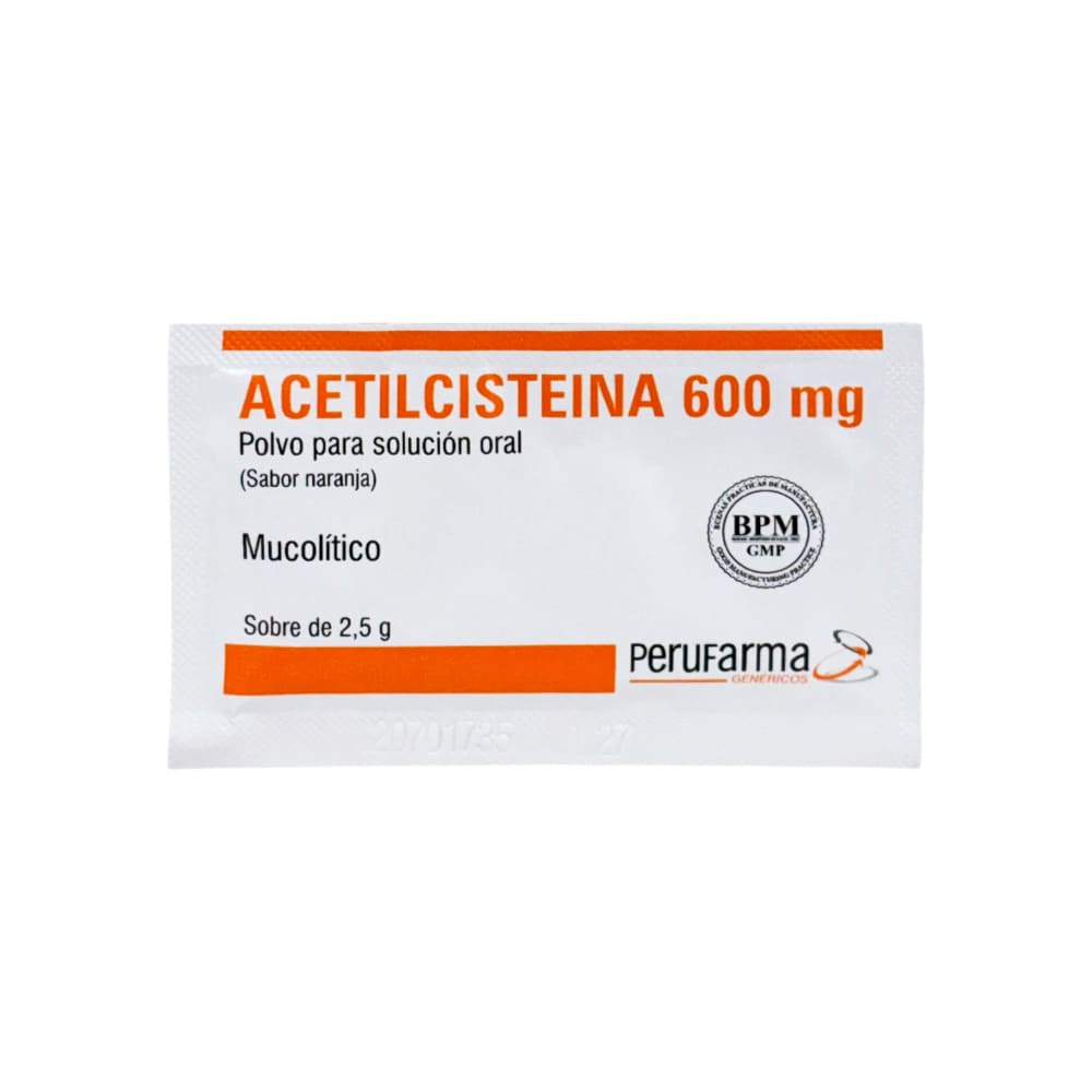 Acetilcisteina 600 mg PF Polvo para Solución Oral - Sobre 2.5 g
