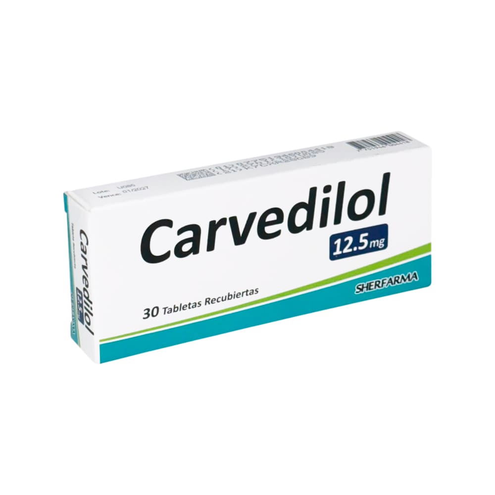 Carvedilol 12.5 mg SF Tabletas Recubiertas - Caja 30 und