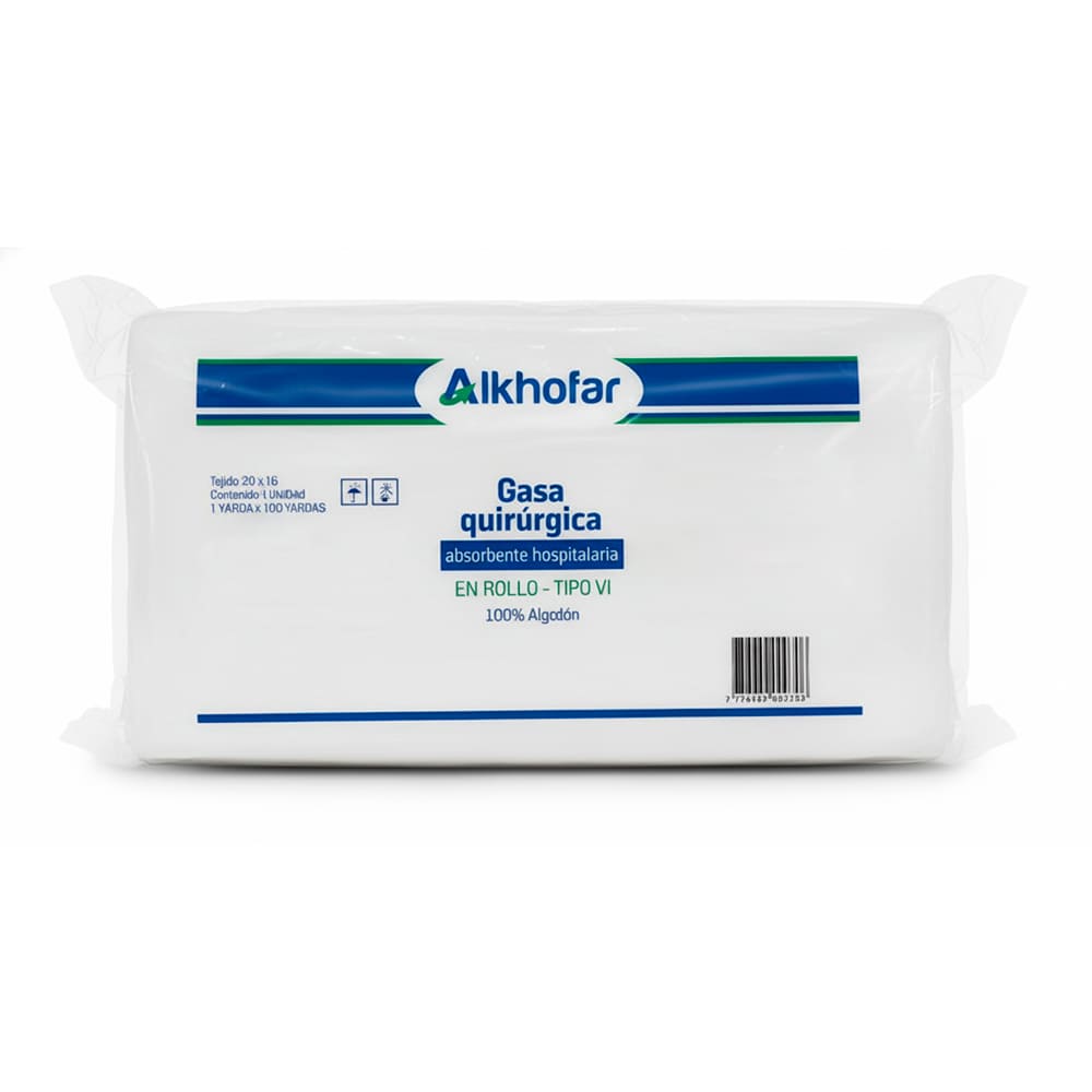 Alkhofar Gasa Quirúrgica en Rollo Tipo VI (1 x 10 yd) - Bolsa 1 und