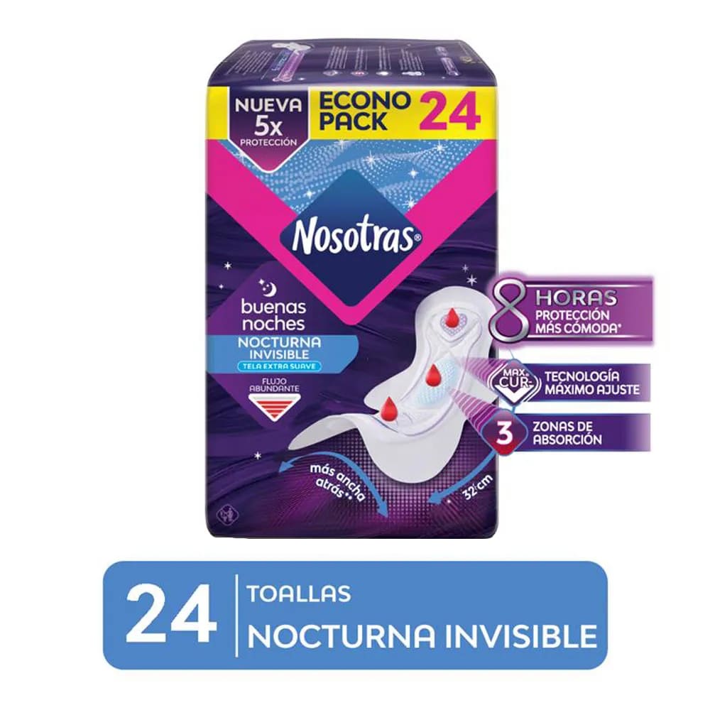 Nosotras Buenas Noches Invisible Toallas Higiénicas - Bolsa 24 und