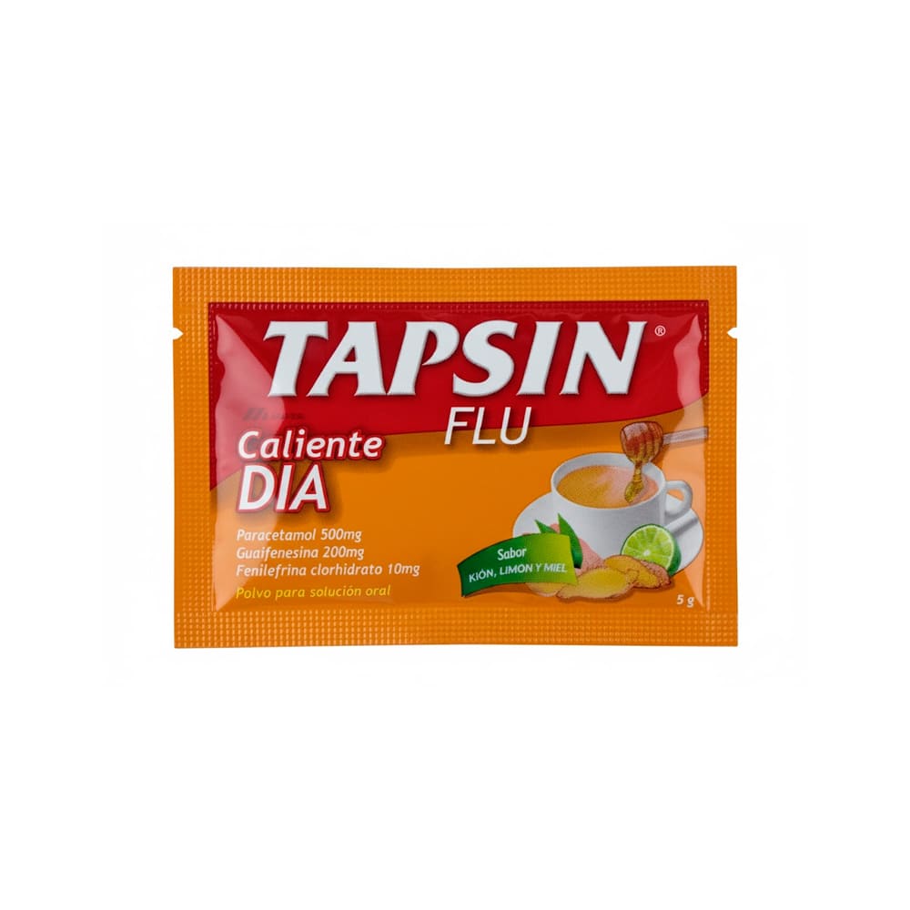 Tapsin Flu Caliente Día 500 mg + 200 mg + 10 mg Polvo para Solución Oral - Sobre 5 g