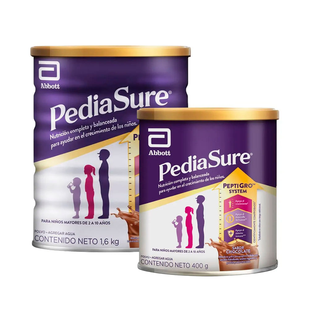 Pack Pediasure Peptigro en Polvo Sabor Chocolate Lata 1.6 kg + Lata 400 g