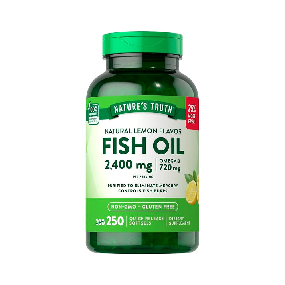 Nature's Truth Fish Oil Natural 2400 mg Cápsulas Blandas - Frasco 250 und