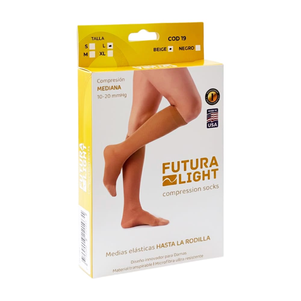 FL Medias de Microfibra hasta la Rodilla 10 20 mmhg Talla L - Caja 1 par