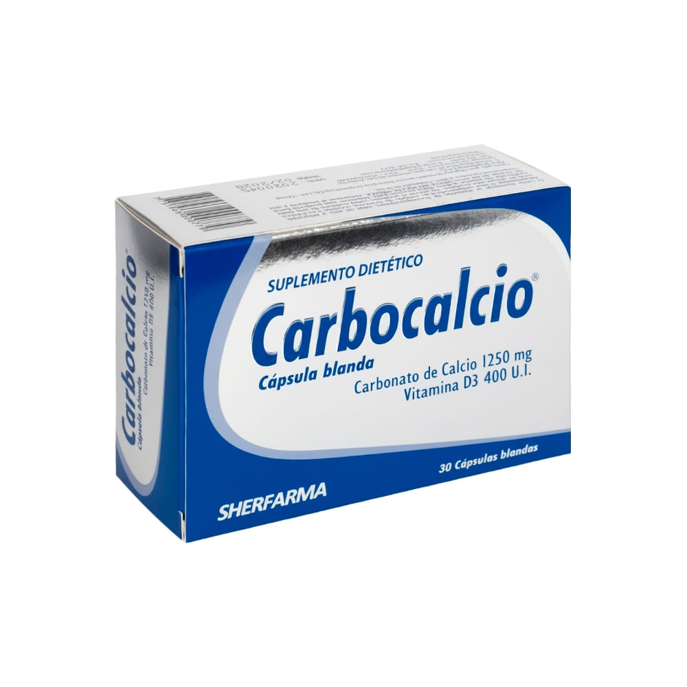 Carbocalcio 1250 mg + 400 UI Cápsulas Blandas - Caja 30 und