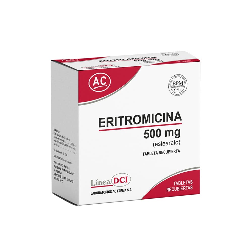 Eritromicina 500 mg AC Tabletas Recubiertas - Blíster 10 und