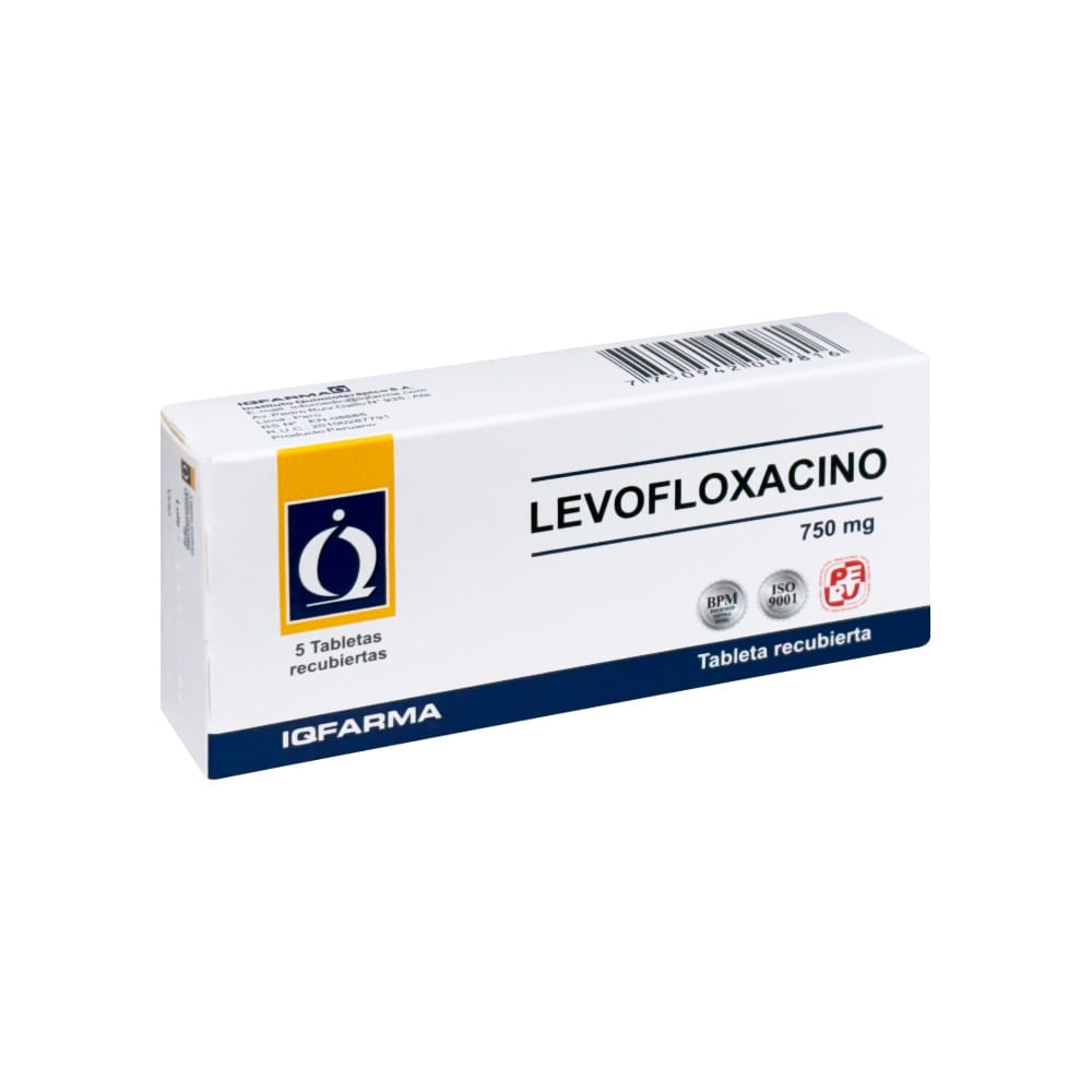 Levofloxacino 750 mg IQ Tabletas Recubiertas - Caja 5 und