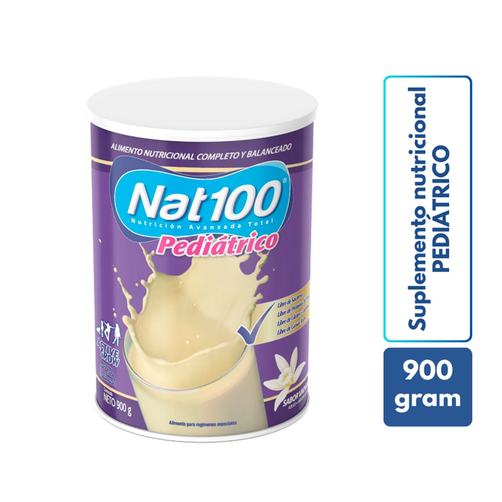 Nat 100 Pediátrico en Polvo Sabor Vainilla - Lata 900 g